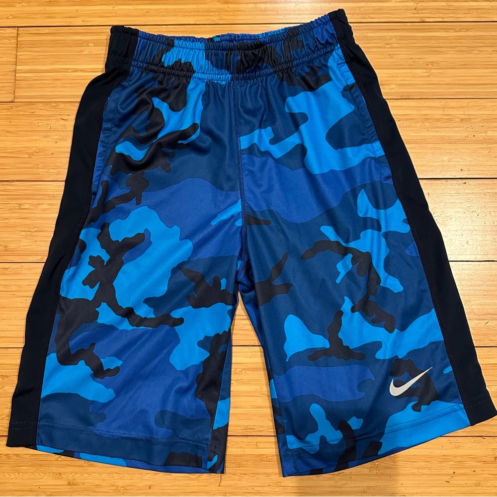 Nike Boys Athletic Dri-FIT ACamo Youth Shorts Size M Blue Black
